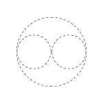 Geometrische Form aus einem großen Halbkreis und zwei kleinen Kreisen