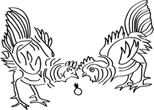 Drawing of the fighting cocks