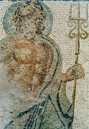 Poseidon auf dem Mosaik in Amphipolis